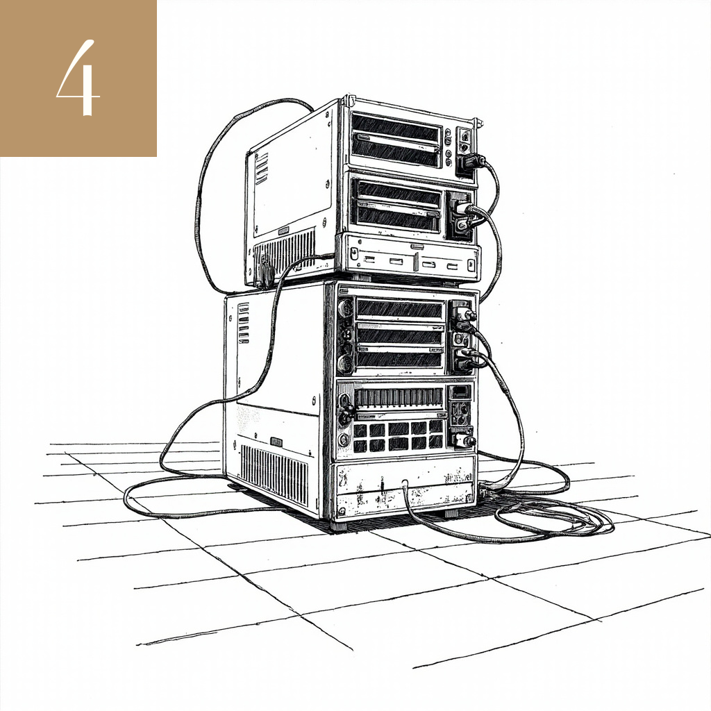 Editorial illustration: stack of server towers